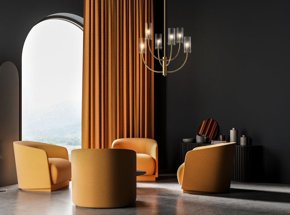 Candelabru rotund cu intaltime reglabila cu 6 becuri G9 40W D61xH102cm Arco