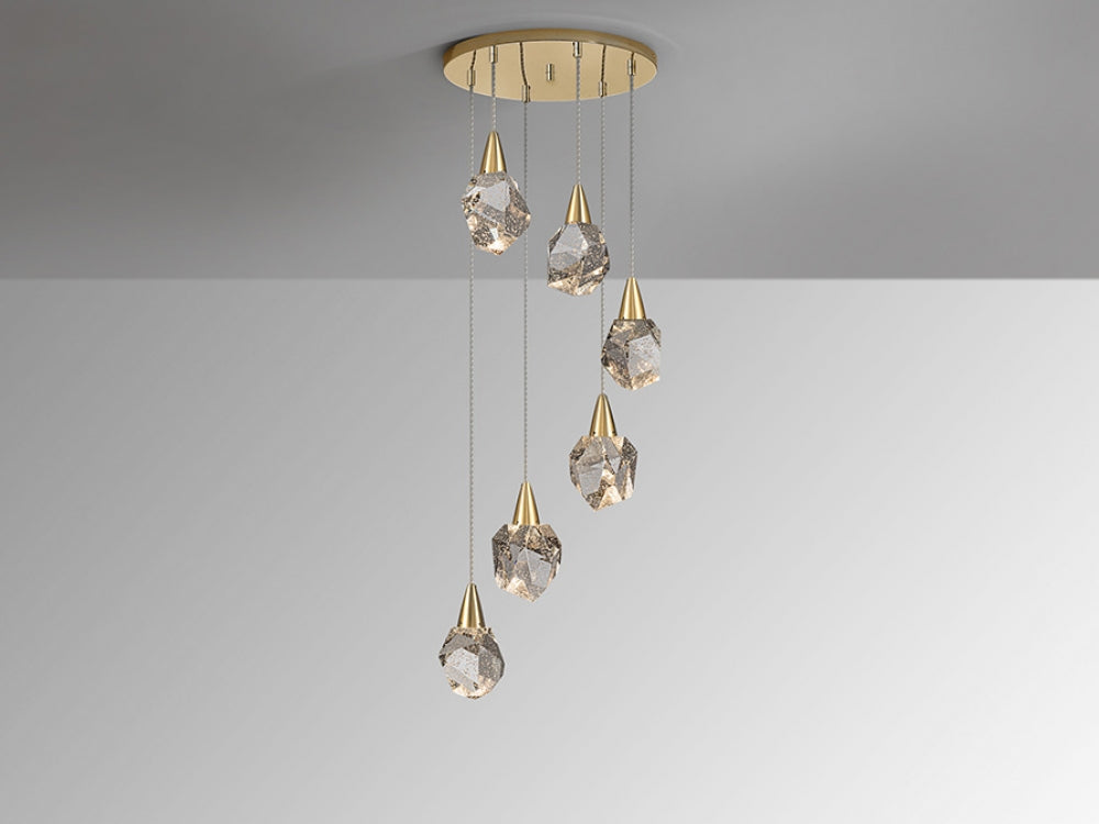 Lustra din Metal si Sticla Auriu/Transparent D39xH140cm Aquaria
