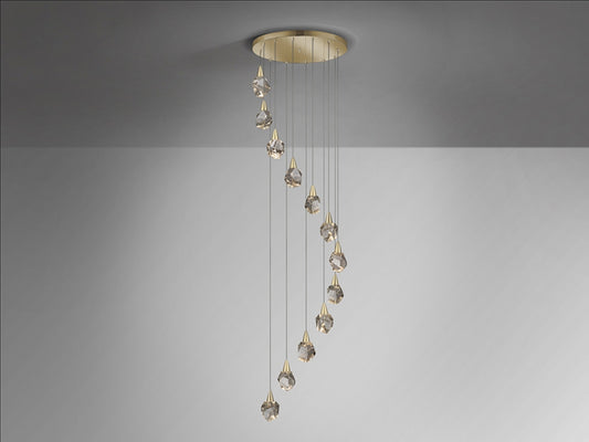 Lustra din Metal si Sticla Auriu/Transparent D62xH500cm Aquaria