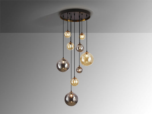 Lustra din Metal si Sticla Negru/Auriu D55xH200cm Dark