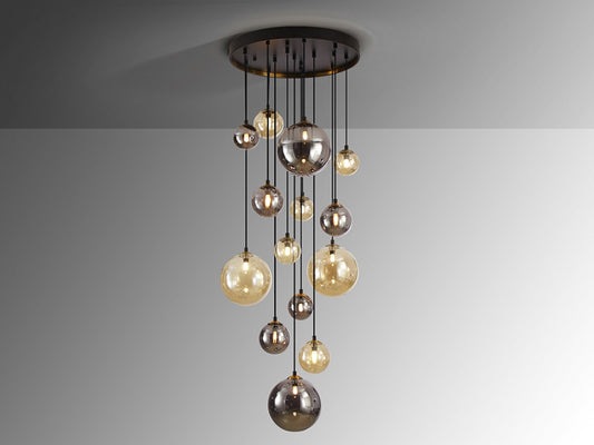 Lustra din Metal si Sticla Negru/Auriu D60xH300cm Dark