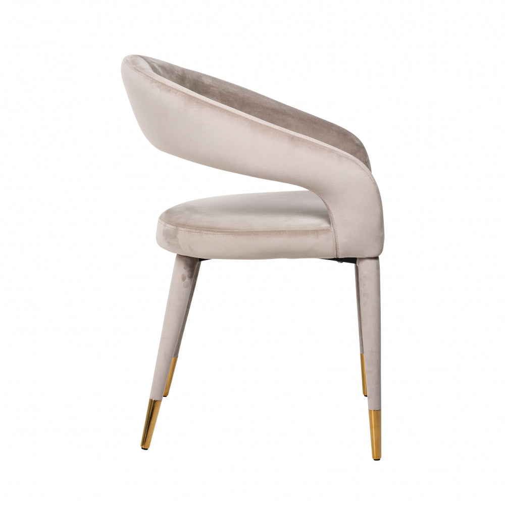 Scaun din Metal si Catifea bej cu picioare Bej/Auriu H81xL59xA58cm Gia Richmond Interiors