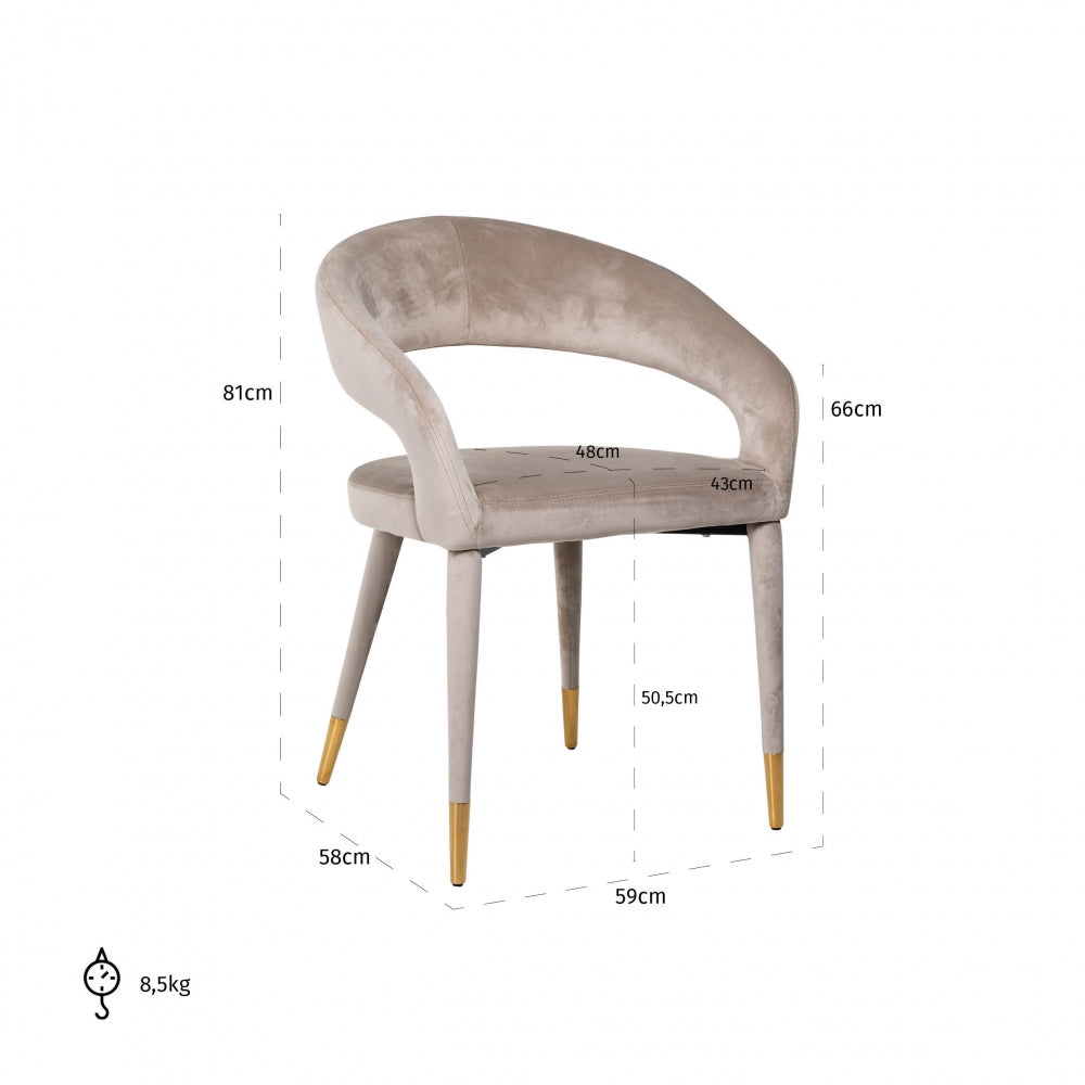 Scaun din Metal si Catifea bej cu picioare Bej/Auriu H81xL59xA58cm Gia Richmond Interiors
