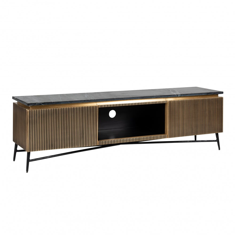 Comoda TV din Metal si Marmura Negru L170xH50cm Ironville Richmond Interiors