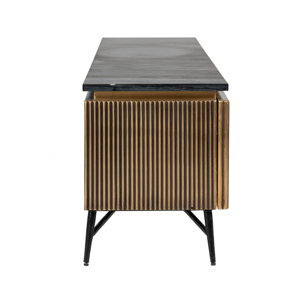 Comoda TV din Metal si Marmura Negru L170xH50cm Ironville Richmond Interiors