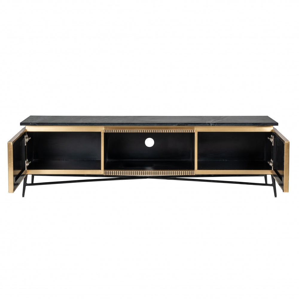 Comoda TV din Metal si Marmura Negru L170xH50cm Ironville Richmond Interiors