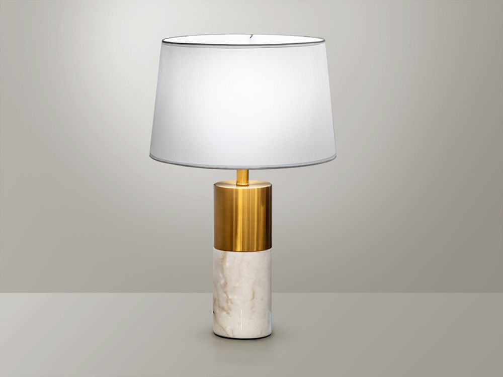 Veioza din Metal si Textil Bronz/Alb H61xD38cm Lucian