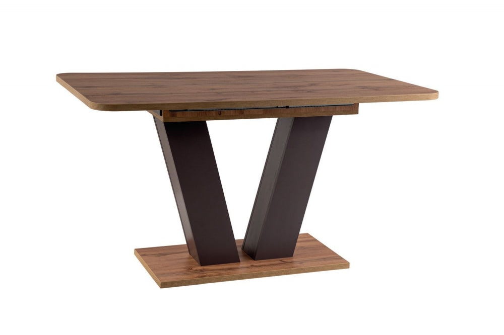 Masa extensibila Dreptunghiulara cu blat din PAL Maro si structura din PAL Maro de 8 persoane L136-176x80cm Platon