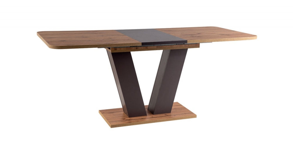 Masa extensibila Dreptunghiulara cu blat din PAL Maro si structura din PAL Maro de 8 persoane L136-176x80cm Platon
