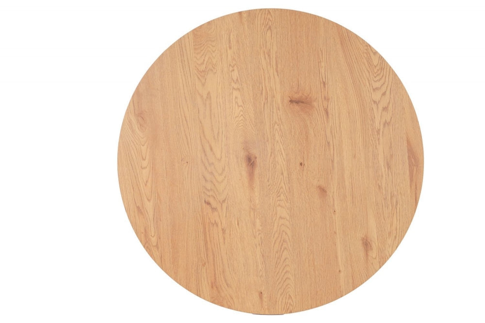 Masa Rotunda cu blat din MDF Maro si structura din Metal Negru de 4 persoane D100cm Tetis