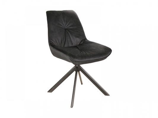 Scaun rotativ tapitat cu Catifea Negru cu picioare din Metal Negru H89xL53xA45cm Boogie