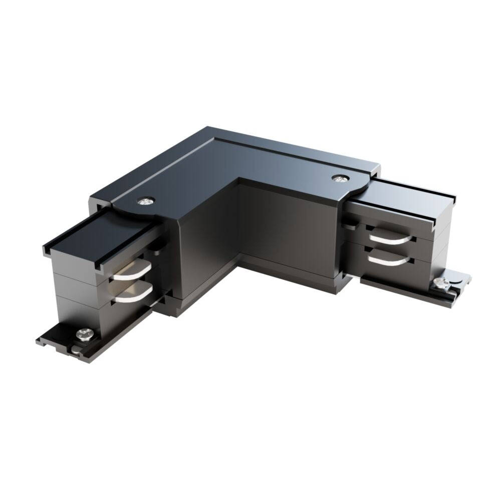Conector stanga de tip L pentru sina 3 faze Plastic Negru L10cm