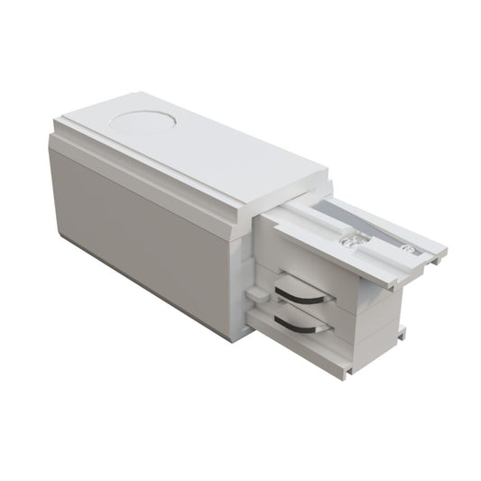 Conector dreapta pentru sina 3 faze Plastic Alb L10cm