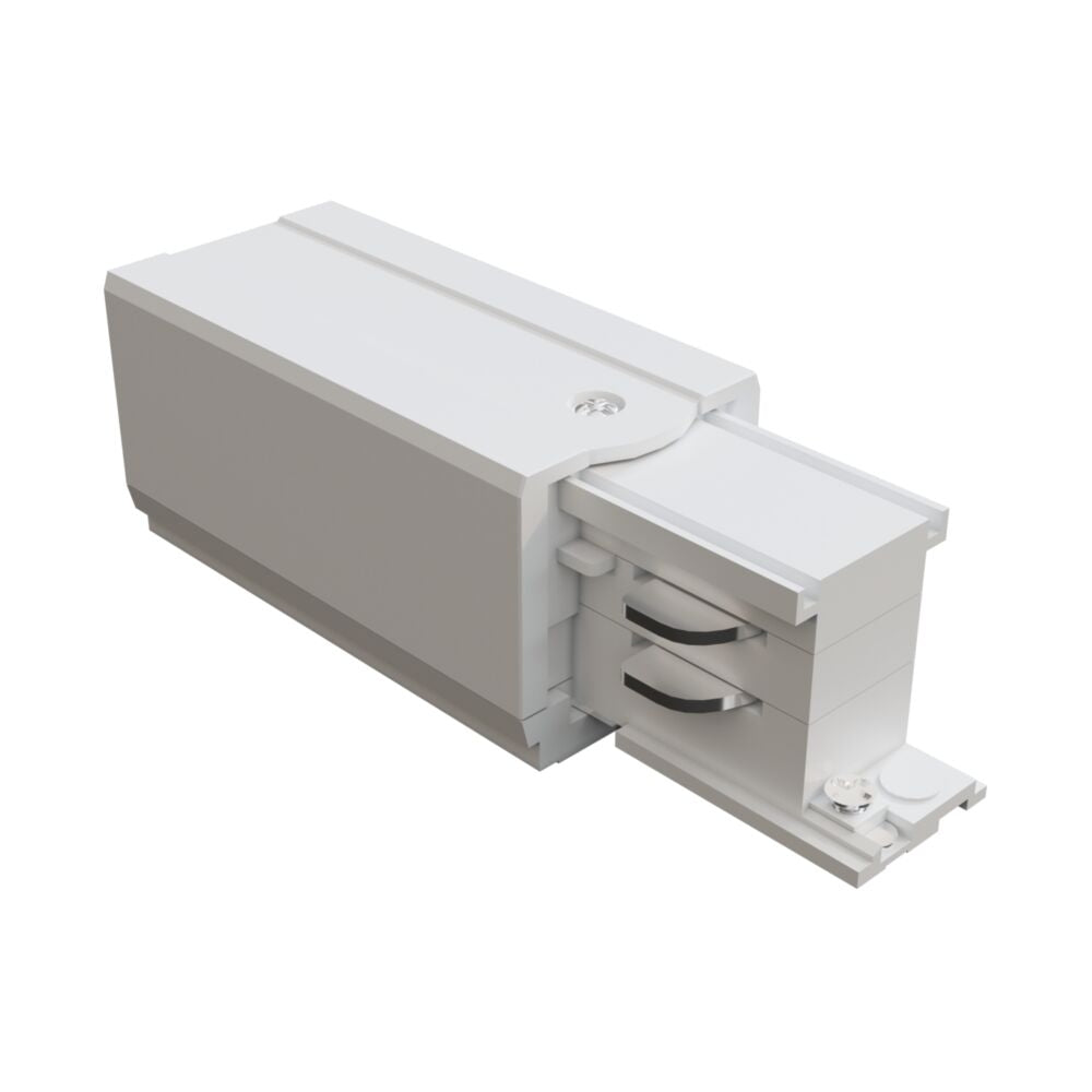 Conector dreapta pentru sina 3 faze Plastic Alb L10cm