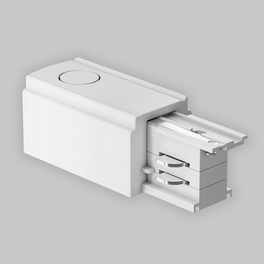 Conector stanga pentru sina 3 faze Plastic Alb L10cm