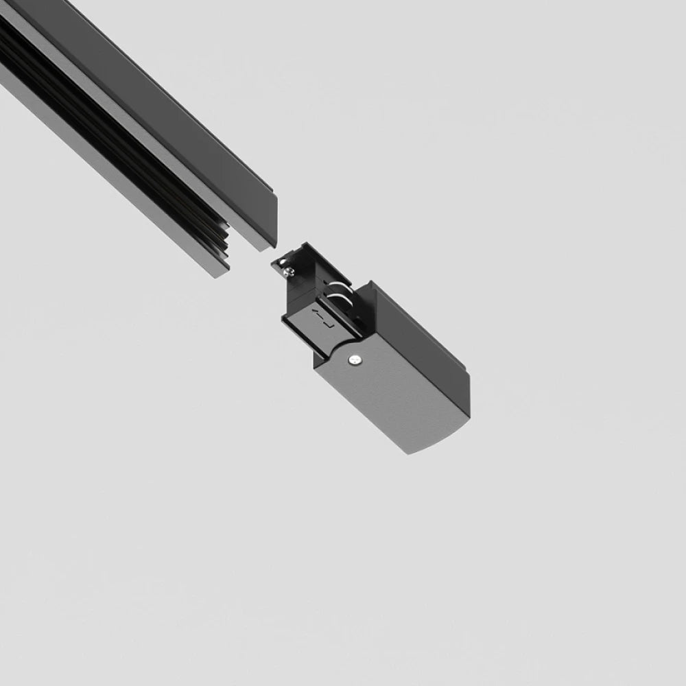 Conector stanga pentru sina 3 faze Plastic Negru L10cm