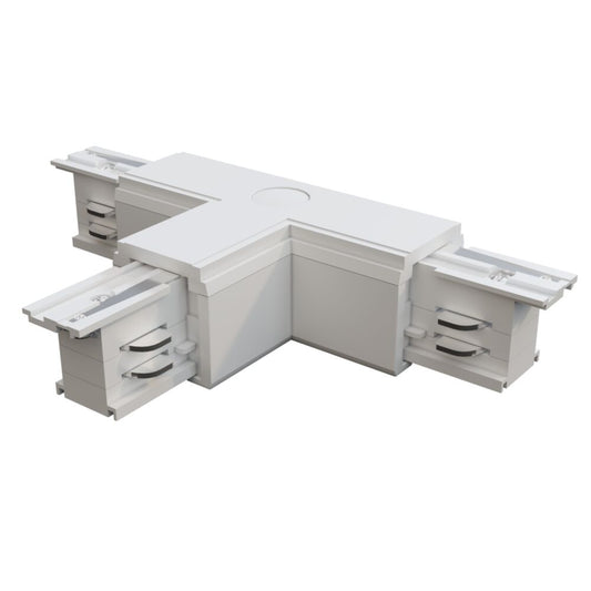 Conector dreapta de tip T pentru sina 3 faze Plastic Alb L16cm