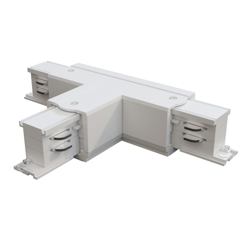 Conector dreapta de tip T pentru sina 3 faze Plastic Alb L16cm