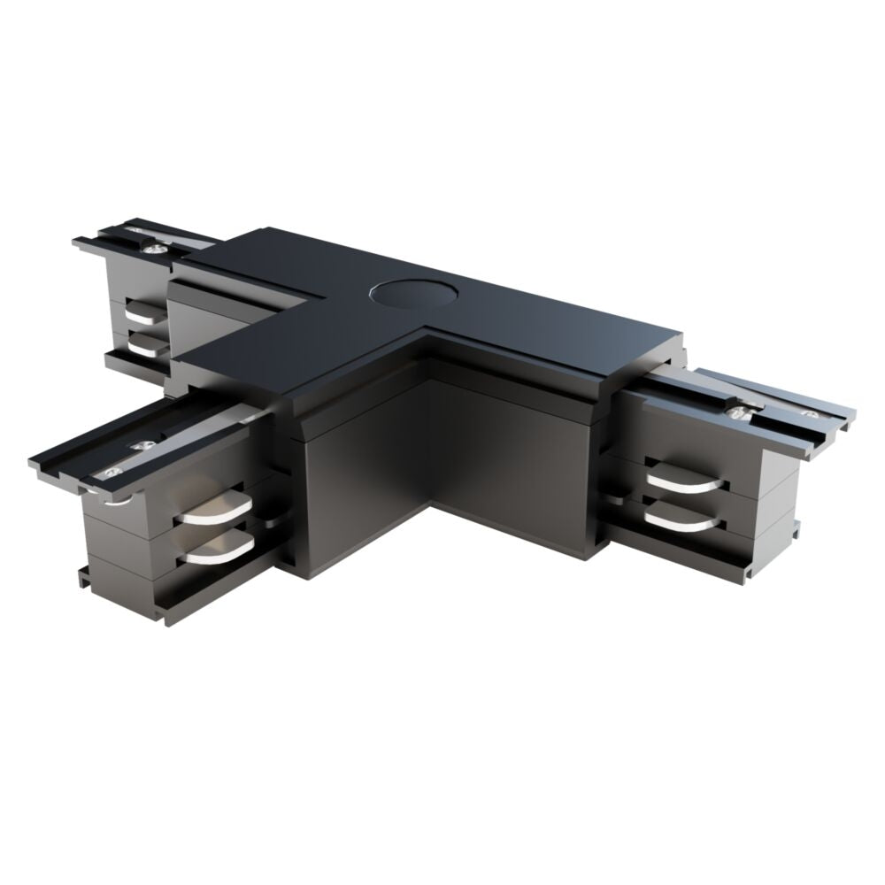 Conector stanga de tip T pentru sina 3 faze Plastic Negru L16cm