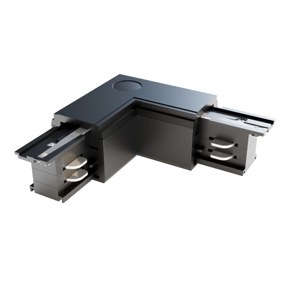 Conector dreapta de tip L pentru sina 3 faze Plastic Negru L10cm