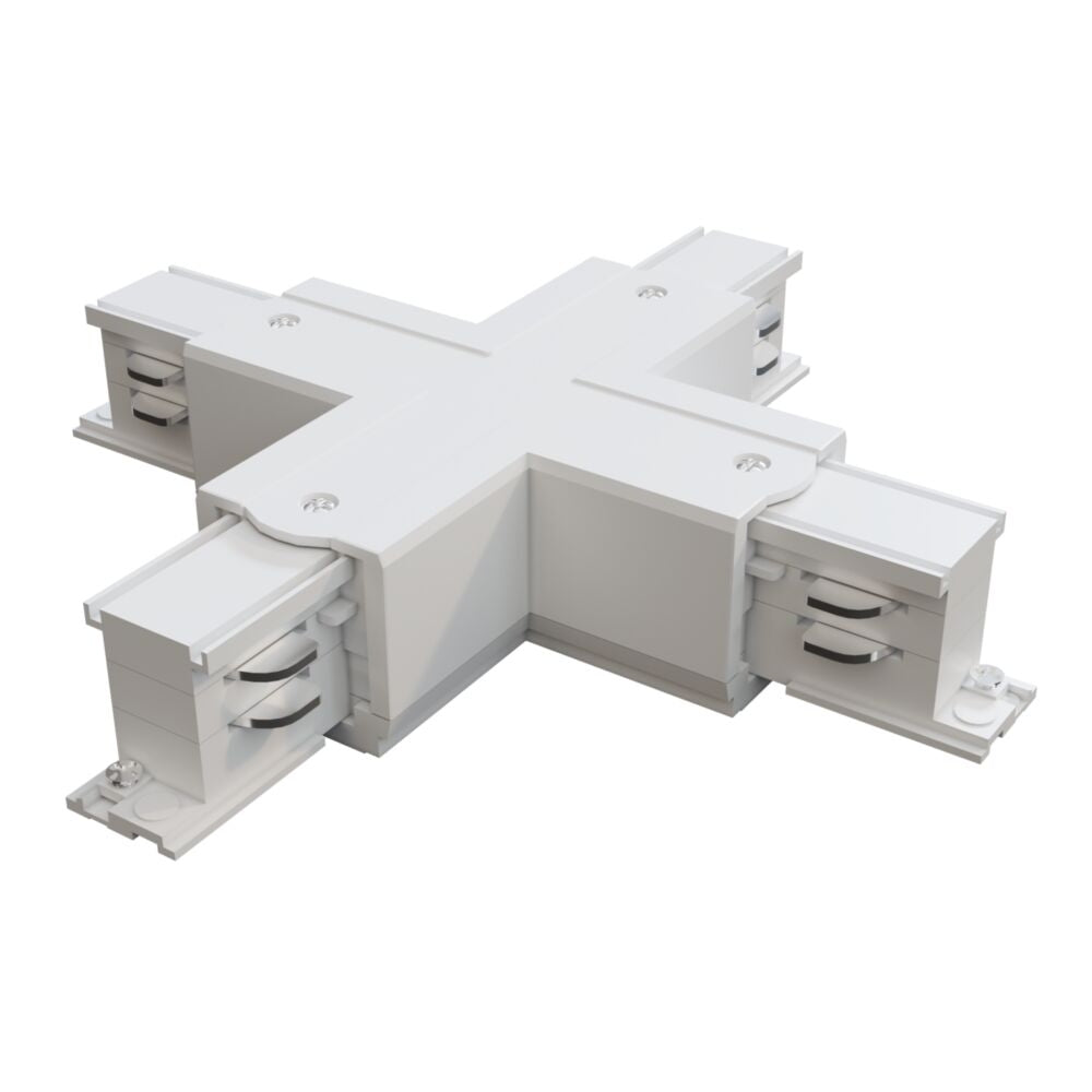 Conector de tip X pentru sina 3 faze Plastic Alb L16cm