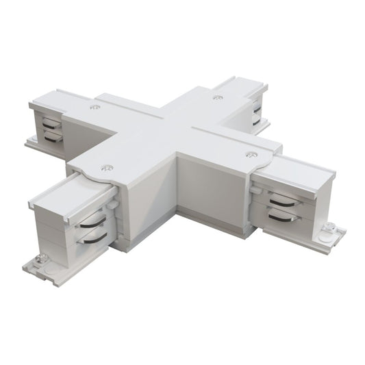 Conector de tip X pentru sina 3 faze Plastic Alb L16cm