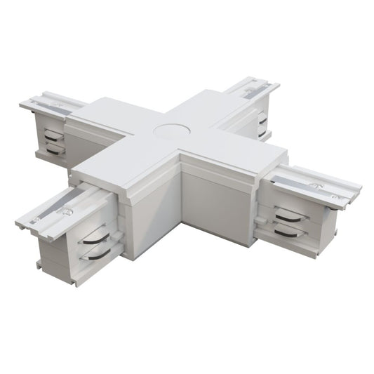 Conector de tip X pentru sina 3 faze Plastic Alb L16cm