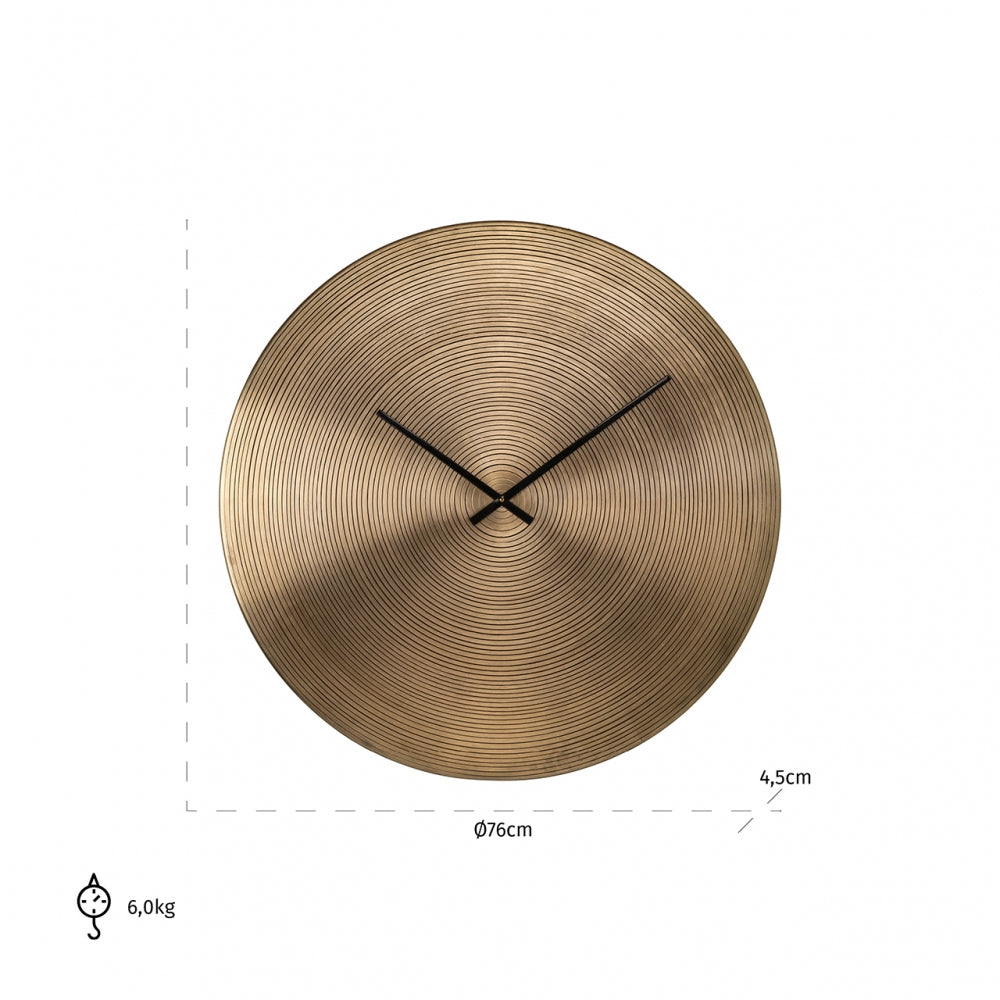 Ceas Rotund de Perete din Metal Auriu D76cm Aden Richmond Interiors