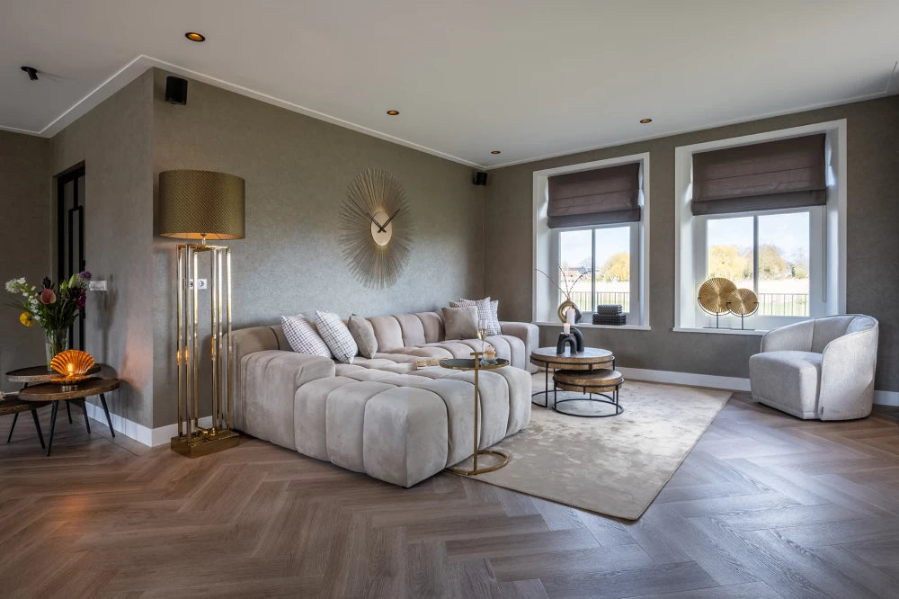 Ceas Rotund de Perete din Metal Auriu D90cm Chasin Richmond Interiors