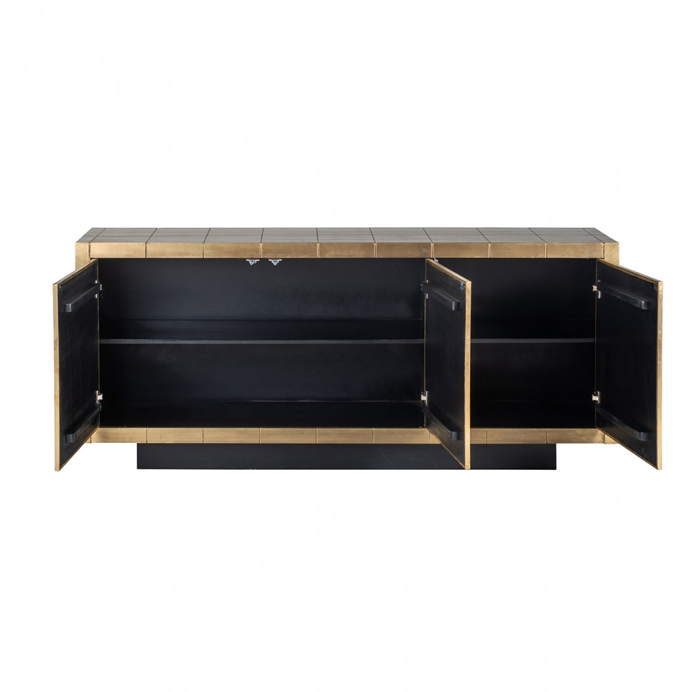Comoda din Metal si MDF Auriu antichizat/Negru L180xH77cm Collada Richmond Interiors