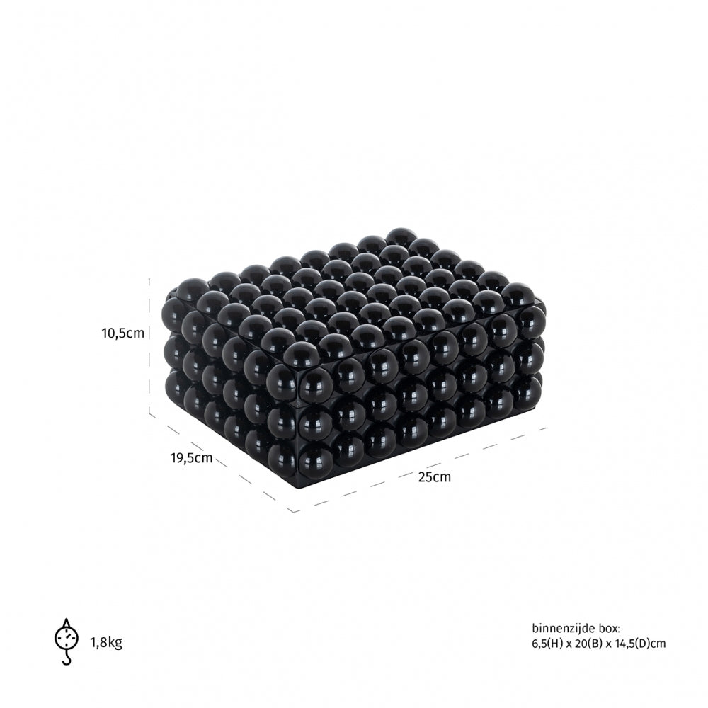 Cutie de bijuterii din Rasina Negru H10.5xL25cm Batool Richmond Interiors