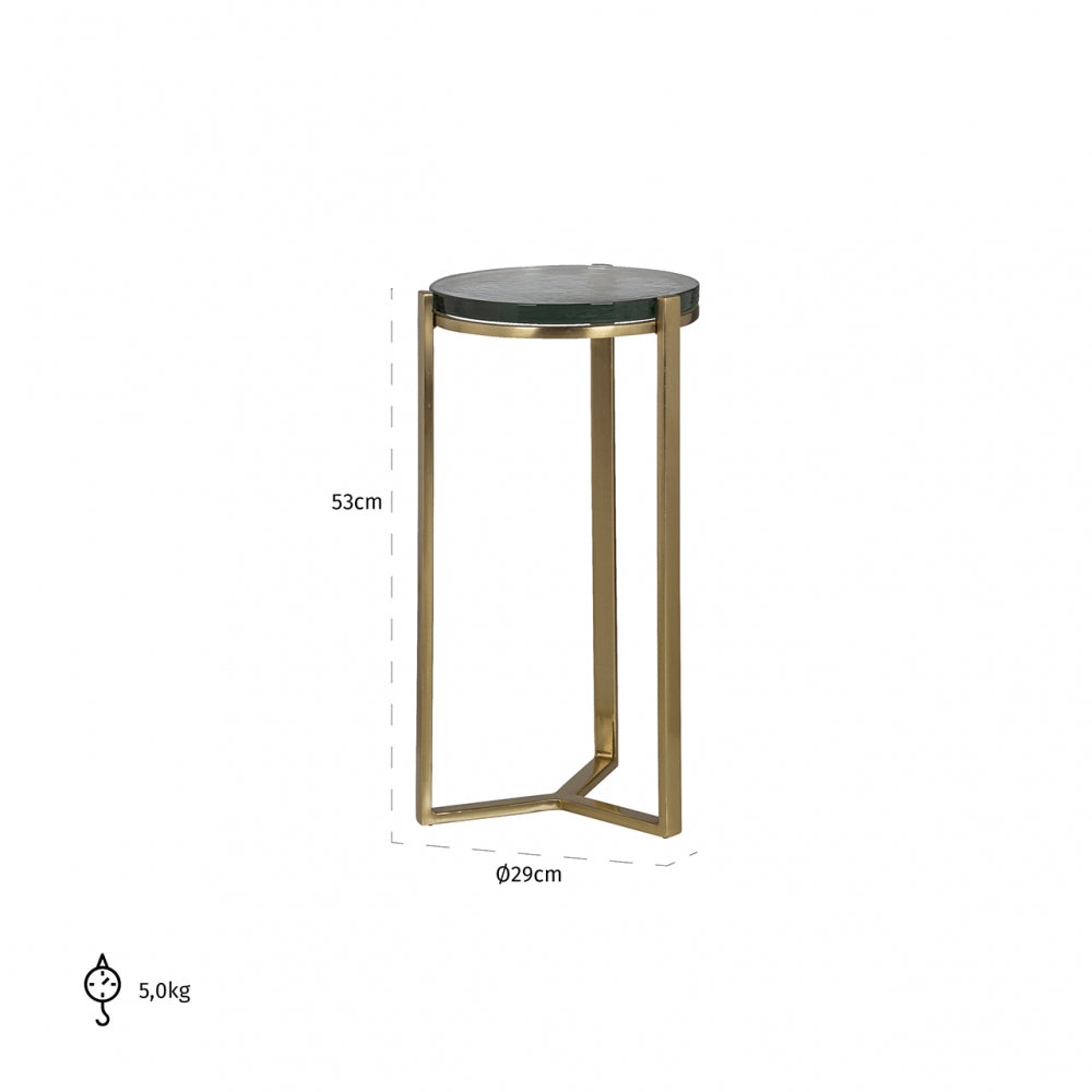 Masuta de colt Rotunda din Sticla si Metal Transparent/Auriu D29xH53cm Aubrey Richmond Interiors