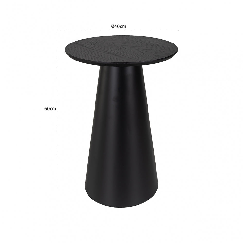Masuta de colt Rotunda din MDF si Metal Negru/Negru D40xH60cm Jazz Richmond Interiors