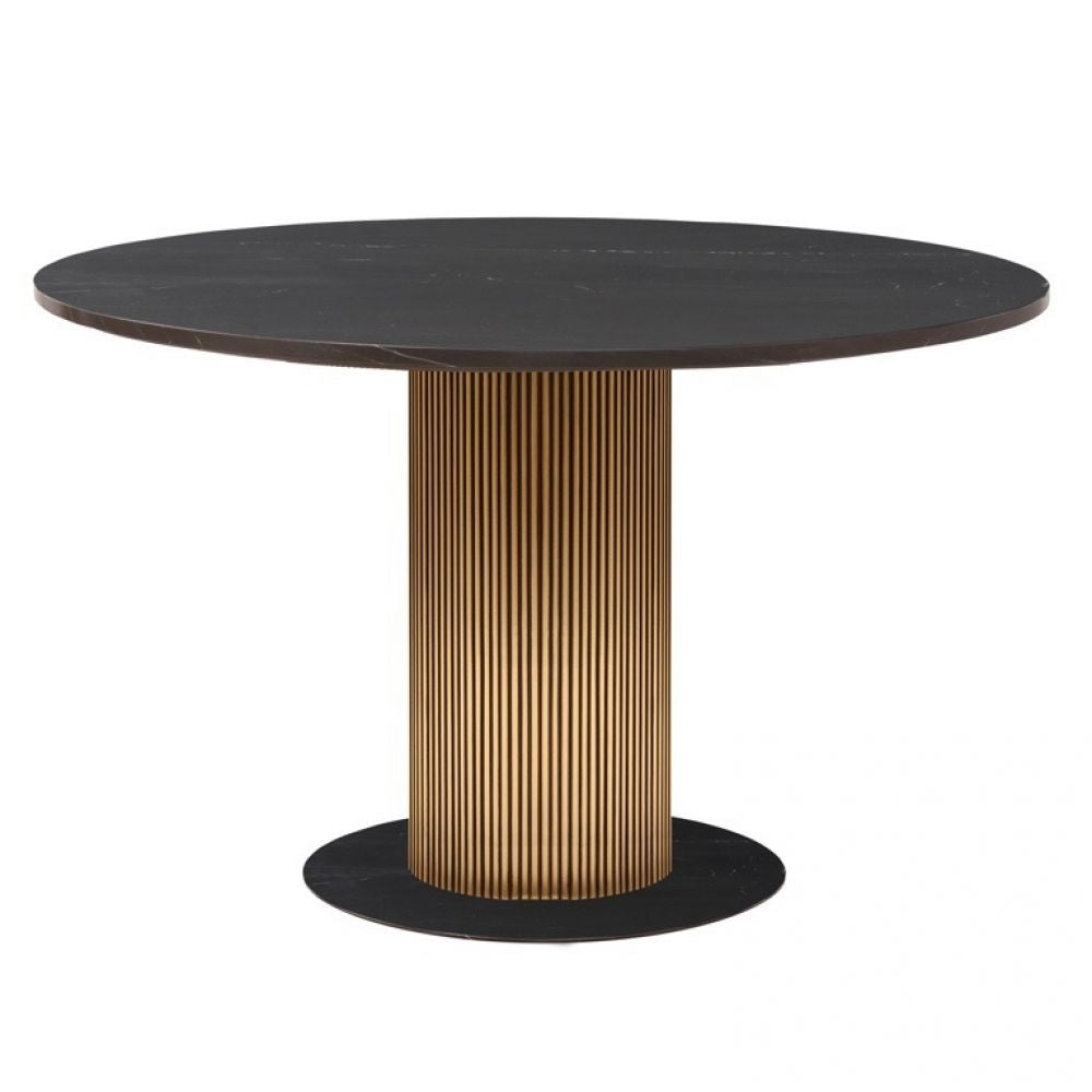 Masa Rotunda din Metal si Marmura Alama/Negru D140xH76cm Ironville Richmond Interiors