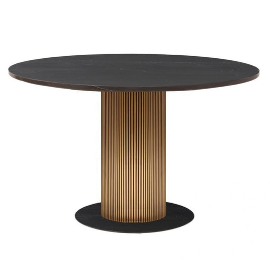 Masa Rotunda din Metal si Marmura Alama/Negru D140xH76cm Ironville Richmond Interiors
