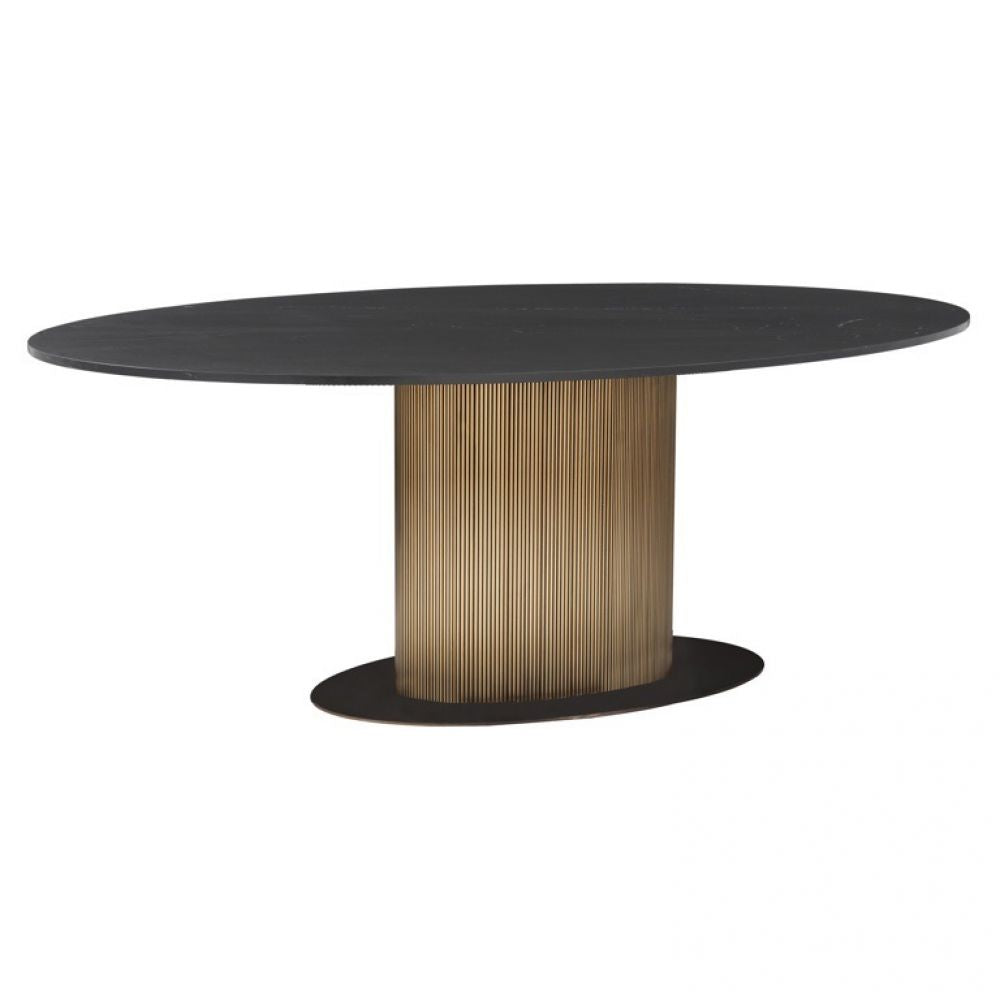 Masa Ovala din Metal si Marmura Alama/Negru L235xH77cm Ironville Richmond Interiors