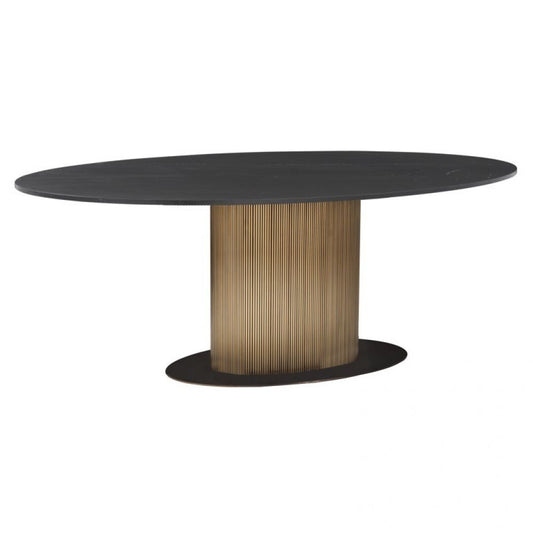 Masa Ovala din Metal si Marmura Alama/Negru L235xH77cm Ironville Richmond Interiors