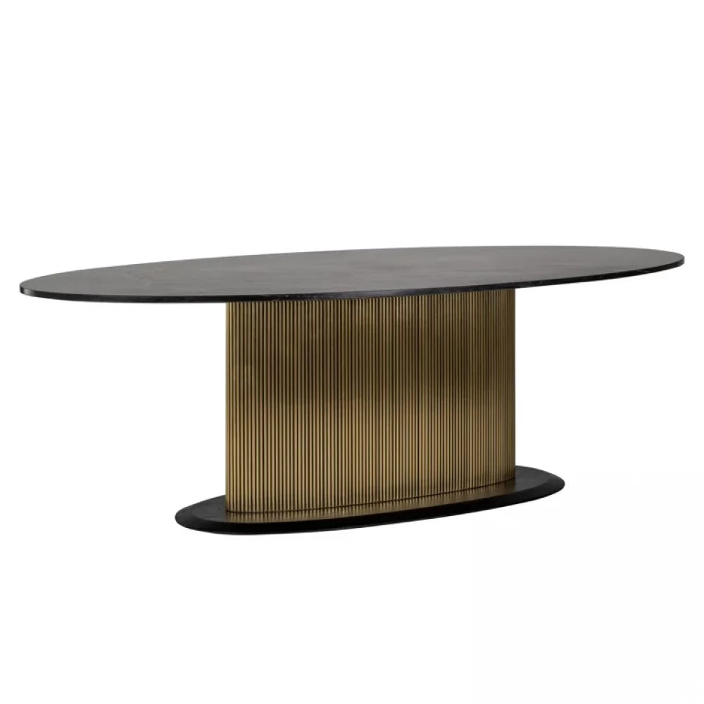 Masa Ovala din Metal si Marmura Alama/Negru L235xH77cm Ironville Richmond Interiors