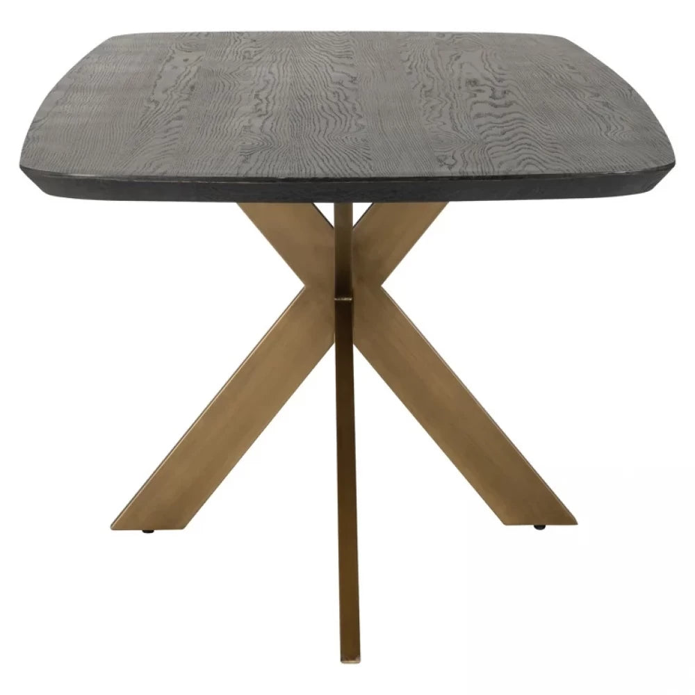 Masa din Metal si Furnir de stejar Alama/Negru L230xH76cm Cambon Richmond Interiors