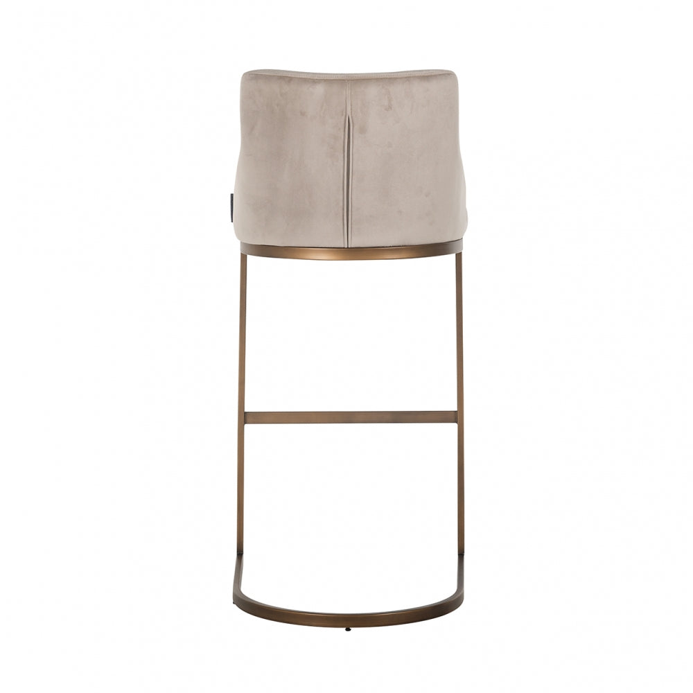 Scaun de bar tapitat cu Catifea Bej cu picioare din Metal Alama H103xL51xA51cm Bolton Richmond Interiors