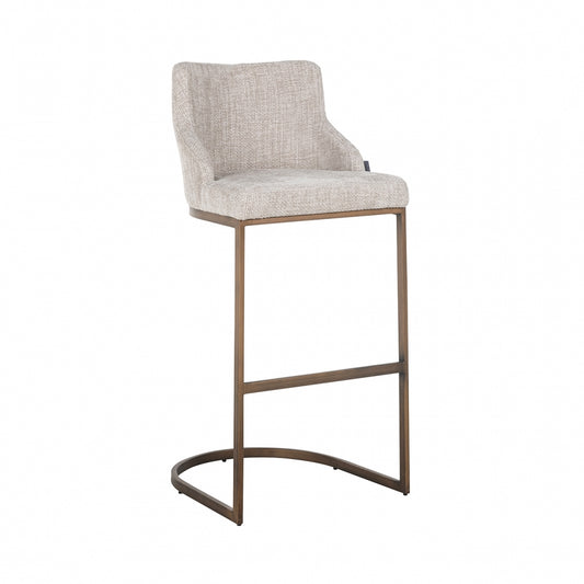 Set 2 Scaune de bar tapitat cu Stofa Bej cu picioare din Metal Alama H103xL51xA51cm Bolton Richmond Interiors