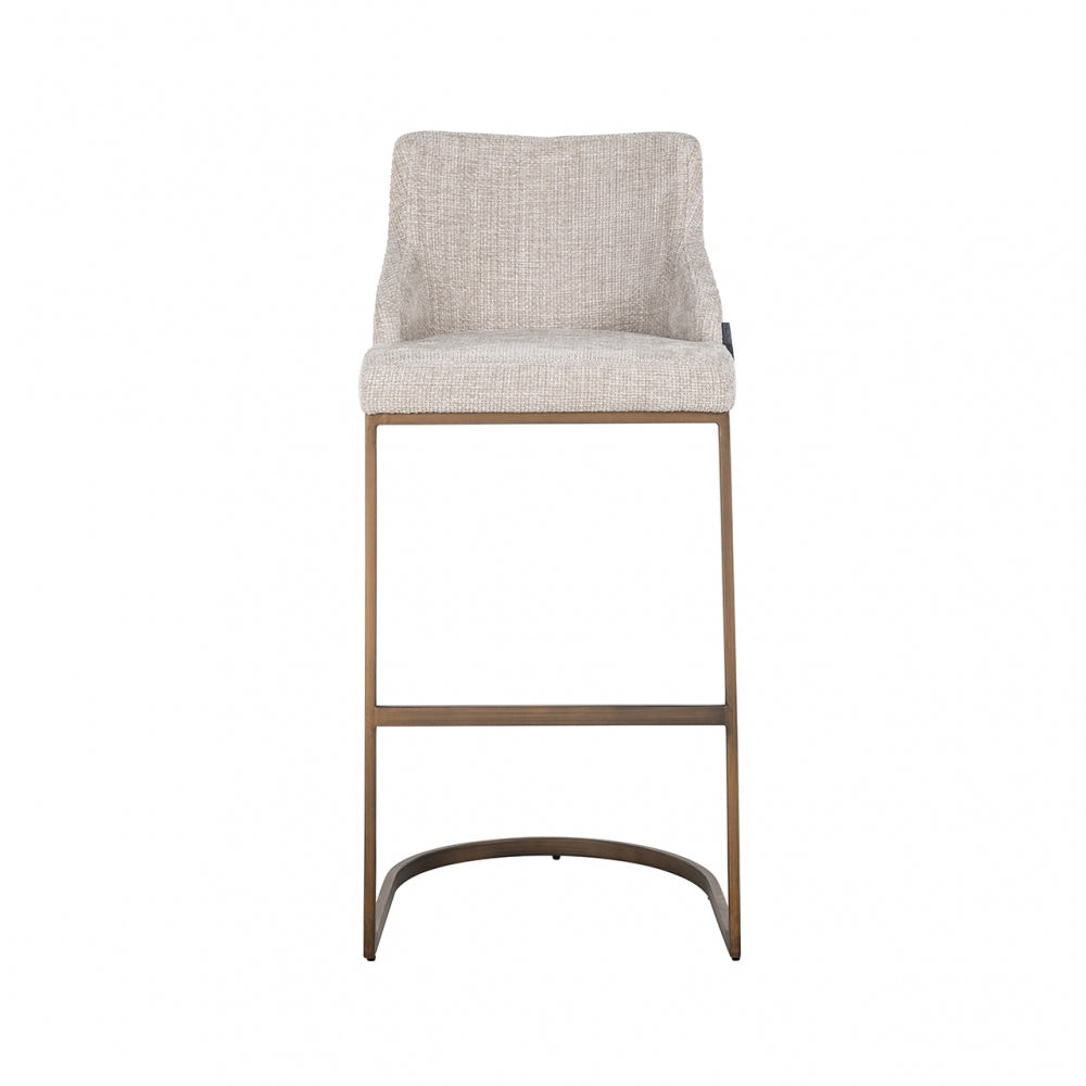 Set 2 Scaune de bar tapitat cu Stofa Bej cu picioare din Metal Alama H103xL51xA51cm Bolton Richmond Interiors