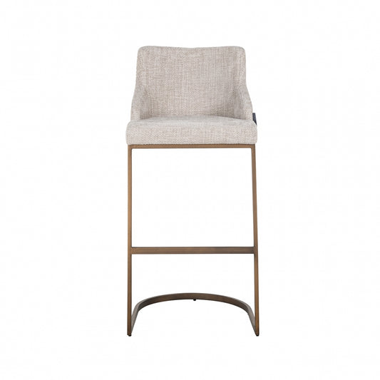 Set 2 Scaune de bar tapitat cu Stofa Bej cu picioare din Metal Alama H103xL51xA51cm Bolton Richmond Interiors
