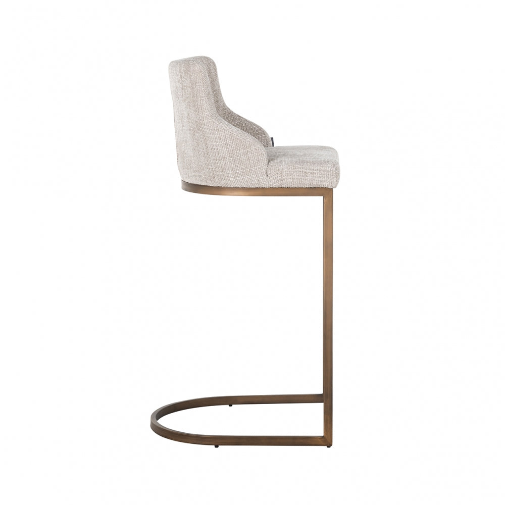 Set 2 Scaune de bar tapitat cu Stofa Bej cu picioare din Metal Alama H103xL51xA51cm Bolton Richmond Interiors