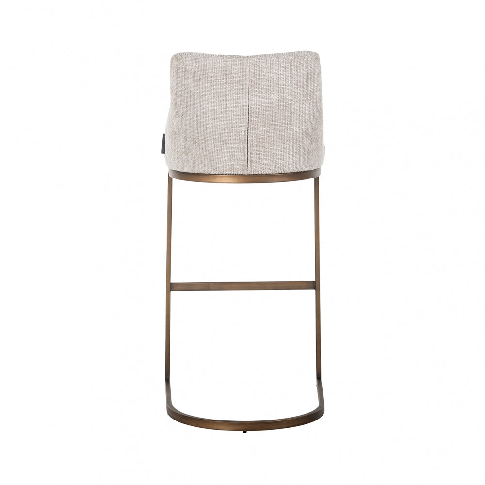 Set 2 Scaune de bar tapitat cu Stofa Bej cu picioare din Metal Alama H103xL51xA51cm Bolton Richmond Interiors