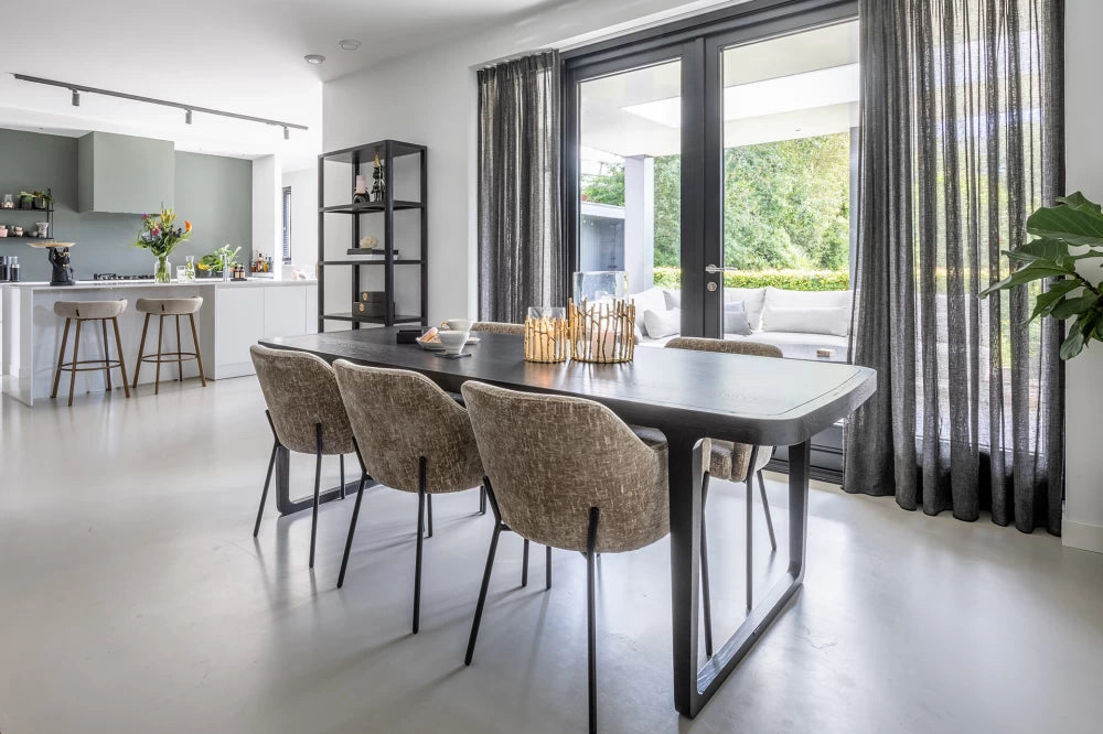 Scaun tapitat cu Stofa Bej cu picioare din Metal Negru H79xL57xA61cm Fay Richmond Interiors