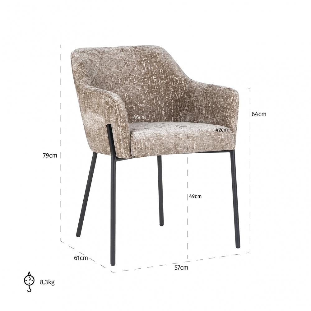 Scaun tapitat cu Stofa Bej cu picioare din Metal Negru H79xL57xA61cm Fay Richmond Interiors
