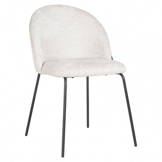 Scaun tapitat cu Stofa Alb cu picioare din Metal Negru H82xL52xA56cm Alyssa Richmond Interiors