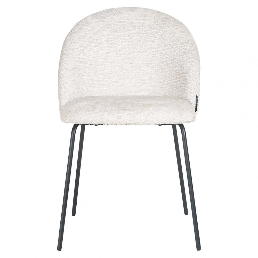 Scaun tapitat cu Stofa Alb cu picioare din Metal Negru H82xL52xA56cm Alyssa Richmond Interiors