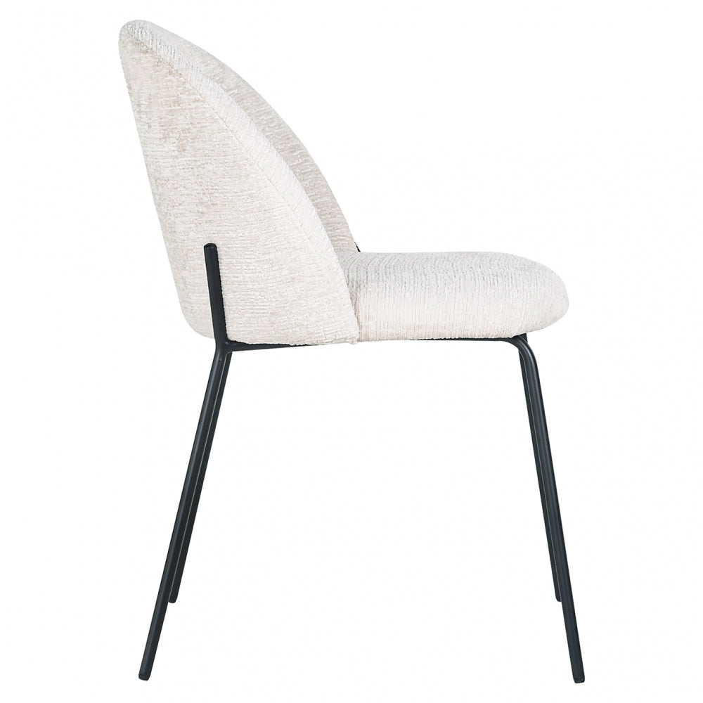 Scaun tapitat cu Stofa Alb cu picioare din Metal Negru H82xL52xA56cm Alyssa Richmond Interiors